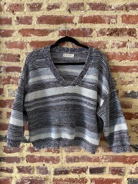 Textured Striped Pullover Lightweight Sweater